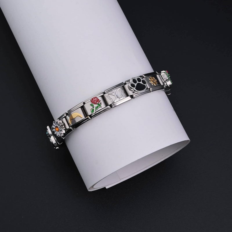 Gracayfr 10 قطع سوار سحر إيطالي، سحر إيطالي DIY، سوار سحر رابط وحدات كلاسيكي من 2000، هدايا عيد الهالوين وعيد الميلاد للنساء والفتيات مع أداة - Image 2